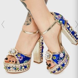 NWT Azalea Wang Cici Jeweled Platform Heels Size10